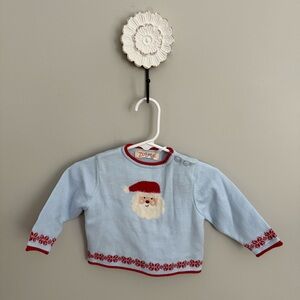 NWT Zubels 3mo Christmas Sweater Blur with Red Details 100% Cotton